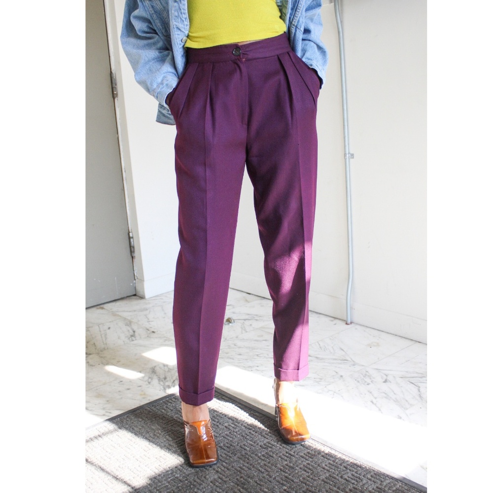 SOLD Vintage Kenzo High Waisted Plum Purple Pants